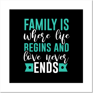 Family is Where Life Begins & Love Never Ends Posters and Art